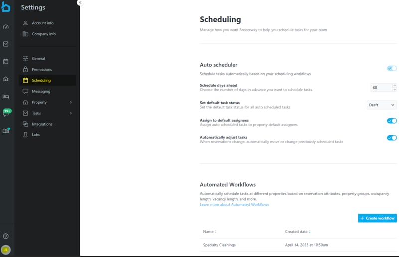 Breezeway platform showing the auto-scheduler