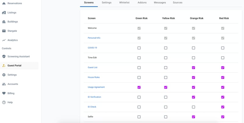 Authohost guest screening dashboard