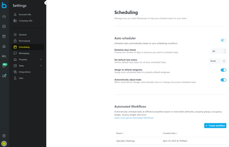 Breezeway platform automated scheduling