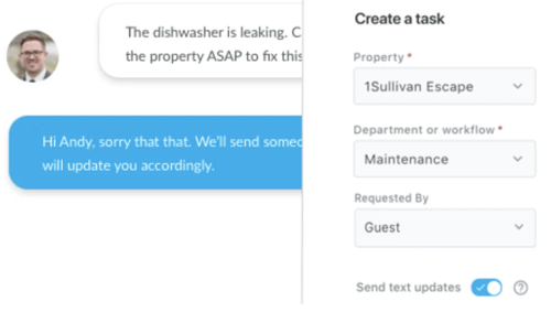 Breezeway guest messaging and work order creation