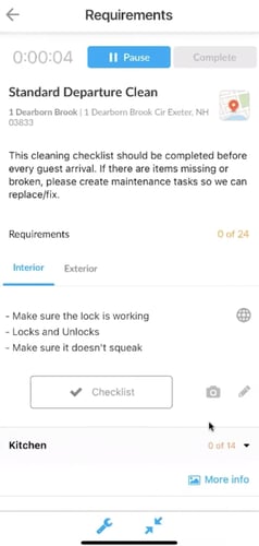 Breezeway digital cleaning checklist