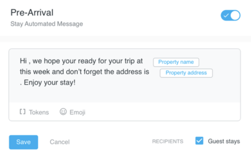 Breezeway message template with shortcodes