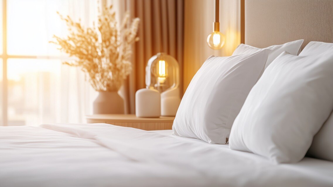 crisp, clean, bedroom linens
