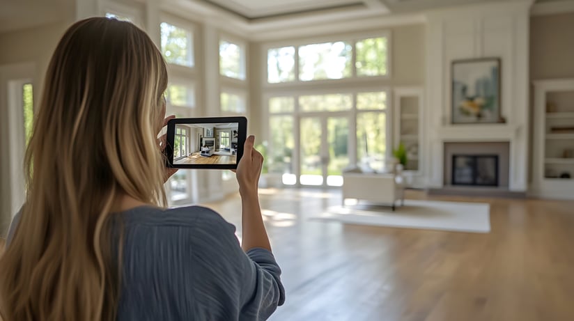Woman taking Airbnb listing photos