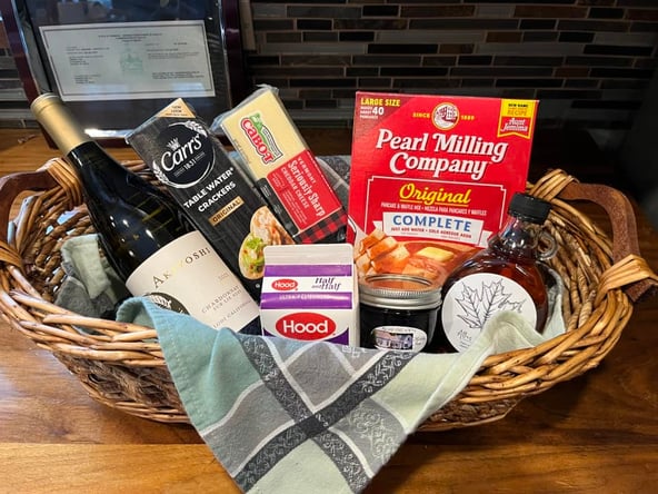 Airbnb welcome basket with local Vermont products