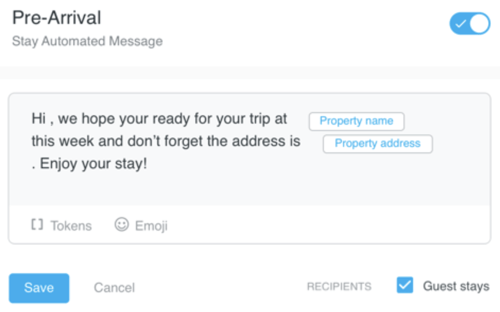 Breezeway message template with shortcodes