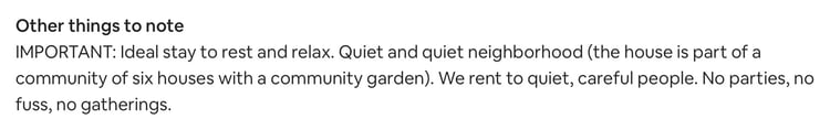 Airbnb listing with house rules