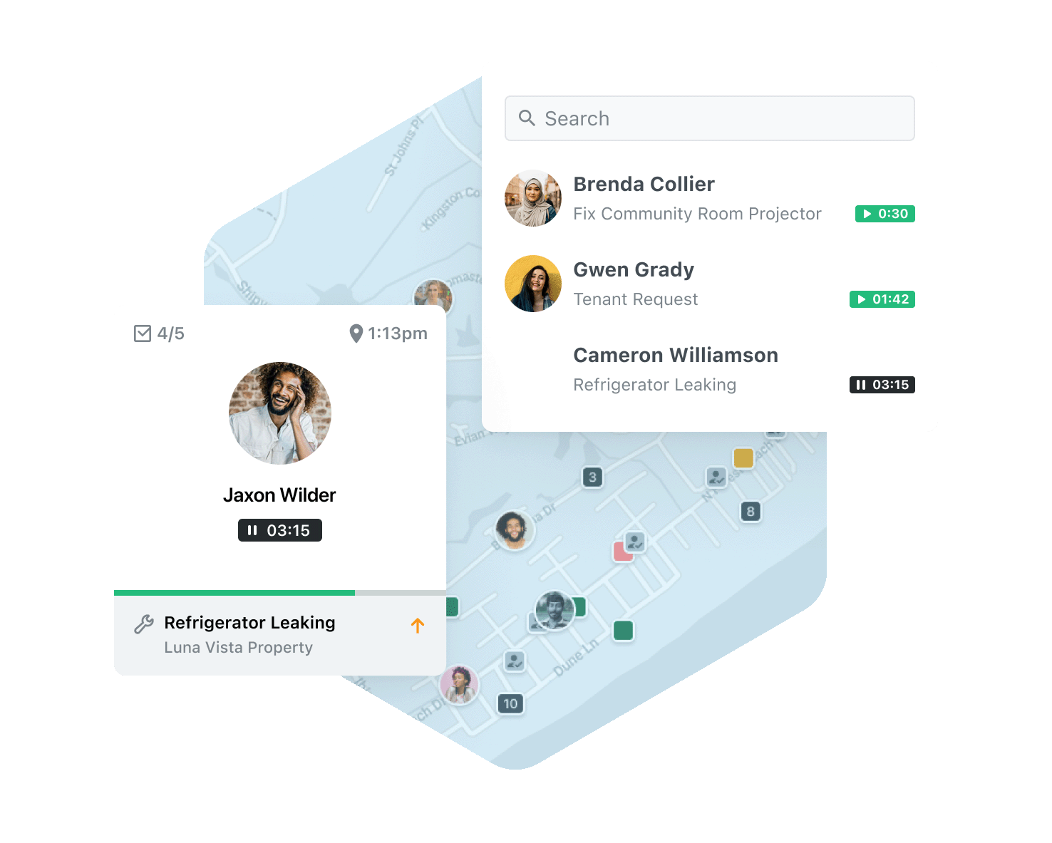 Monitor cleaners through GPS map view