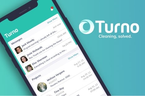 Promo image showing a phone with the Turno app opened