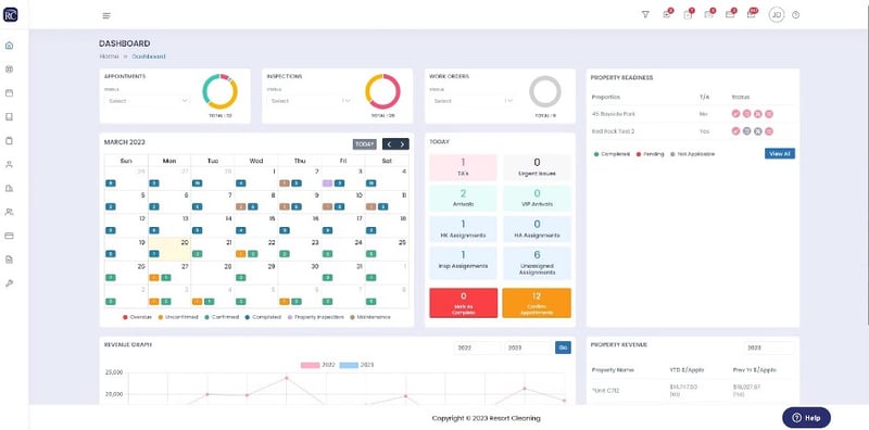ResortCleaning property manager dashboard view