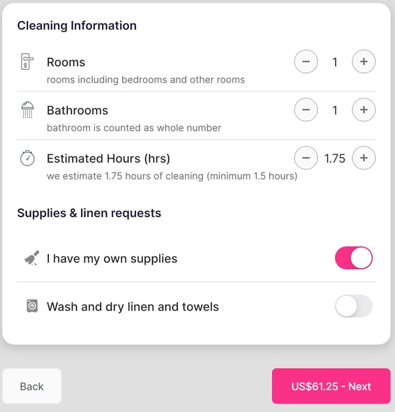 Cleaner.com cleaner request page