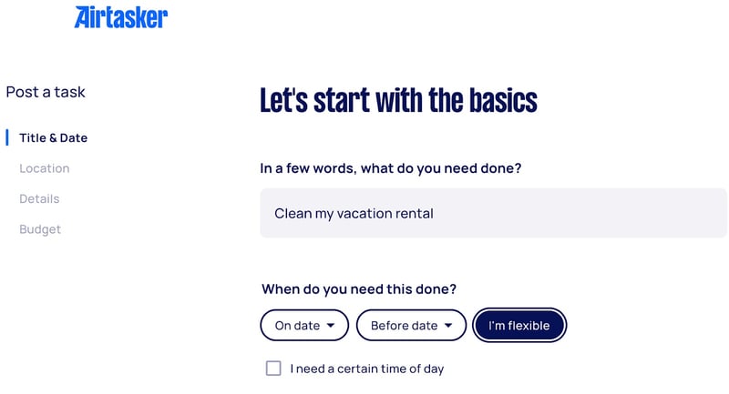 Airtasker cleaner search page