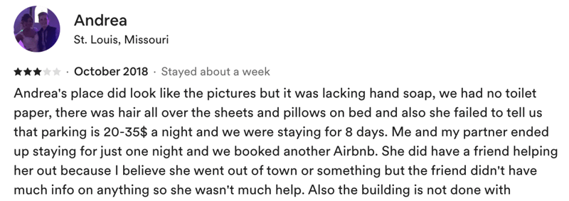 Bad Airbnb review