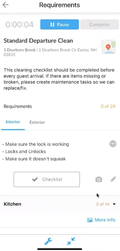 Breezeway’s mobile cleaning checklist