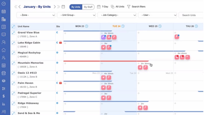 EZcare calendar view