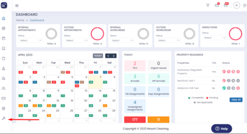 ResortCleaning calendar view