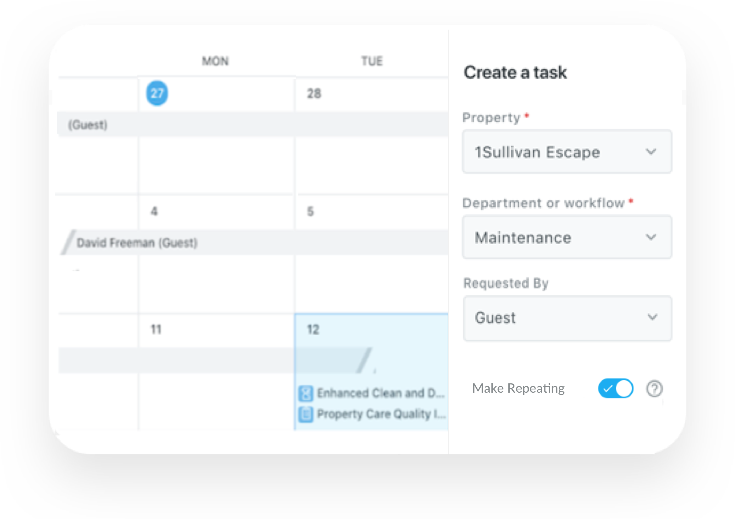Repeating Task Screen Example Task Scheduling | Breezeway - Property Care, Operations & Messaging ...