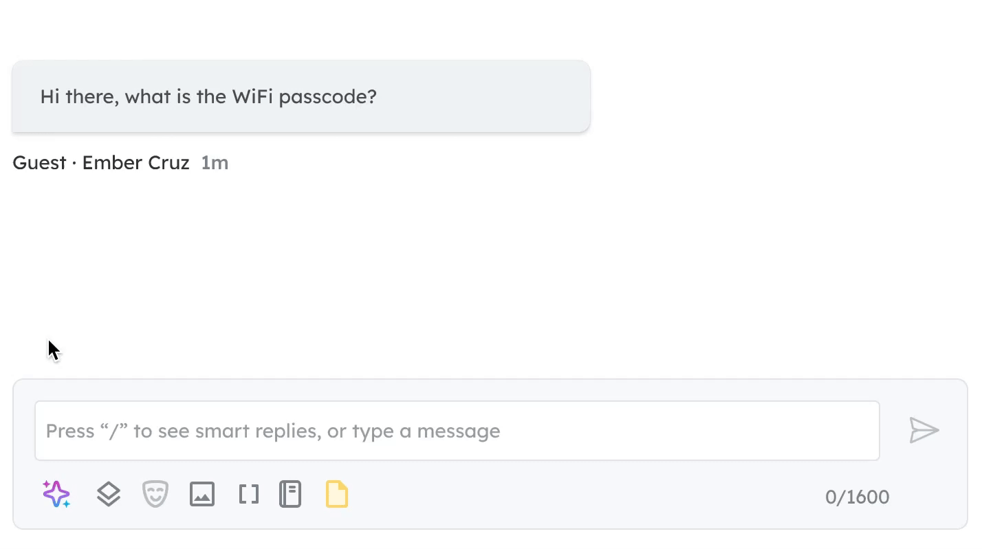 Breezeway Intelligent Messaging Smart Replies feature in action