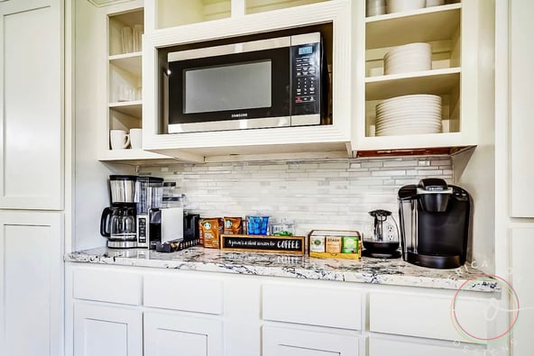 Image of an Airbnb kitchen counter designed by Erica Ooh designs