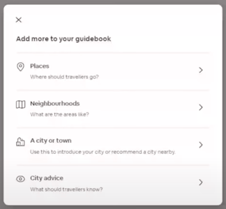 Airbnb guidebook creation box