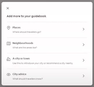 Airbnb guidebook creation box