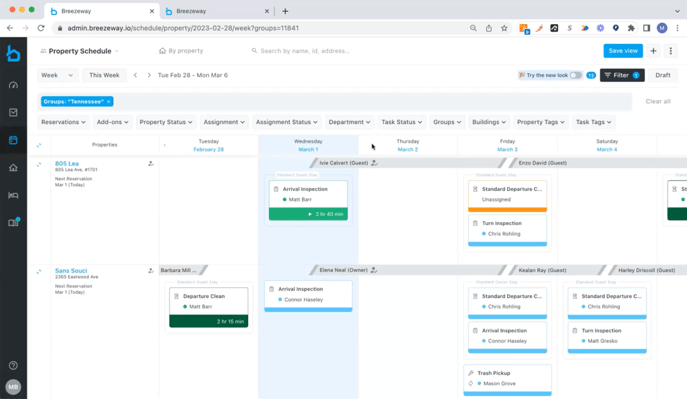 Breezeway’s centralized scheduling calendar