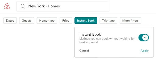 Instant book on Airbnb